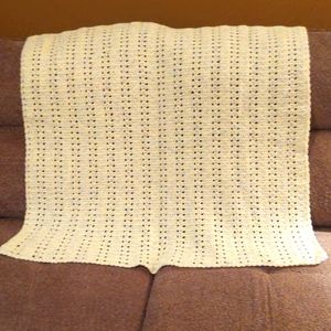 Hand made soft, pastel baby/lap blanket (matches crocheted  baby outfit)